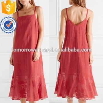 Свободный покрой Раффлед Красный спагетти ремень Миди летнее платье для девочки сексуальное Производство Оптовая продажа женской одежды (TA0206D)